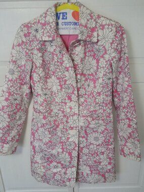 Pink Flowered Single Breasted Design Provincial France Short Coat